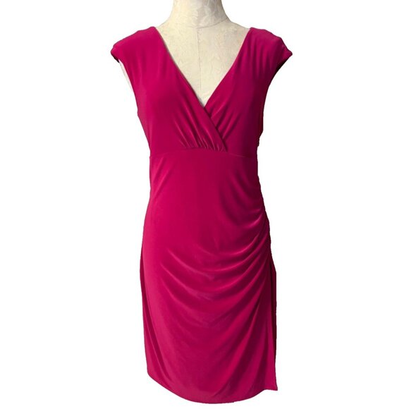 Jessica Howard Dress 12 Pink Sleeveless Stretch Career Church Side Zip V Neck - Picture 1 of 6